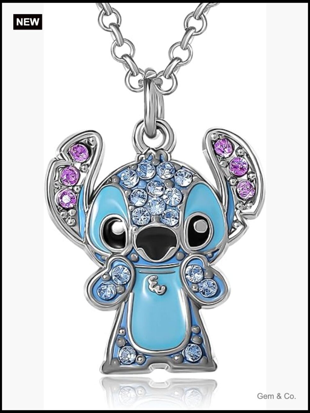 Stitch Pave Crystal Pendant Necklace 19" Lobster Claw